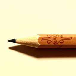 A beautifully crafted wooden pencil lying on a sheet of rough texture paper