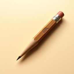 A beautifully crafted wooden pencil lying on a sheet of rough texture paper