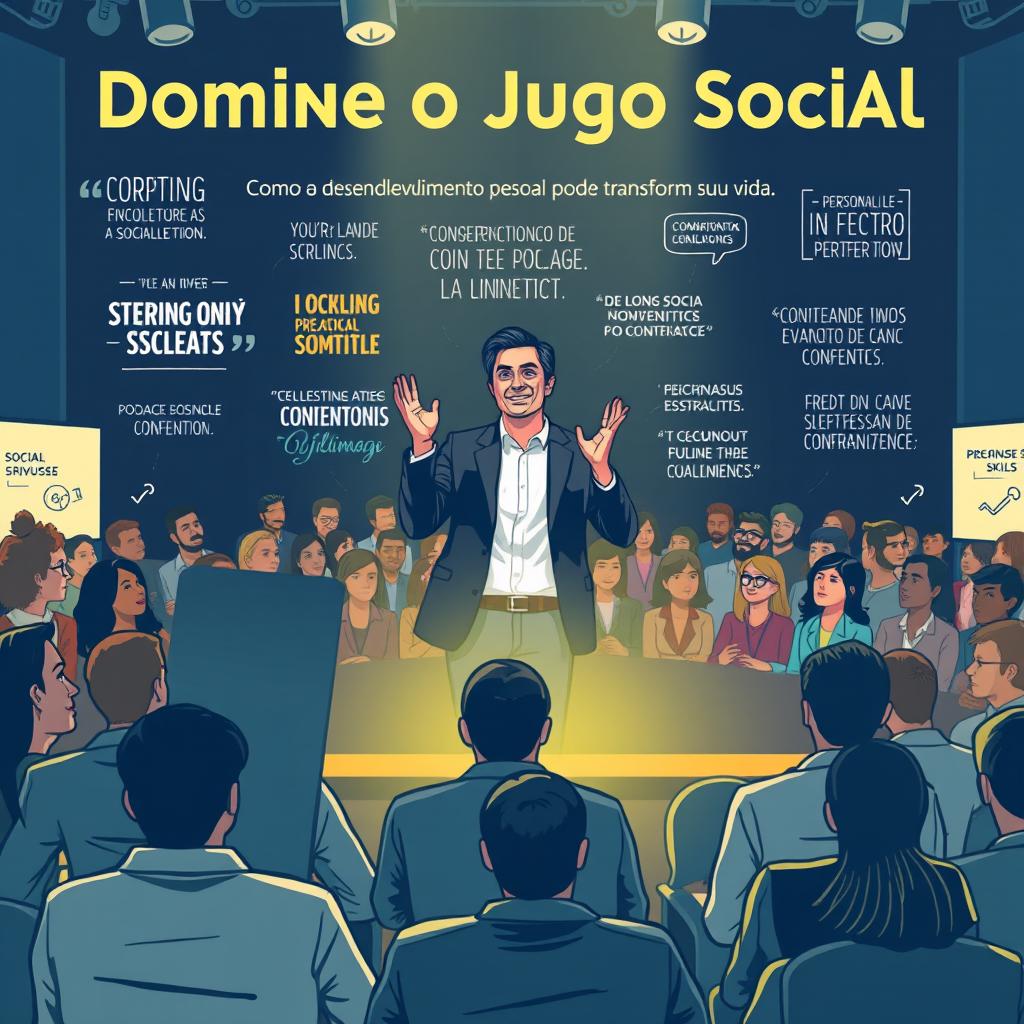 An inspirational image illustrating the theme 'Domine o Jogo Social: Como o Desenvolvimento Pessoal e Comportamental Pode Transformar Sua Vida