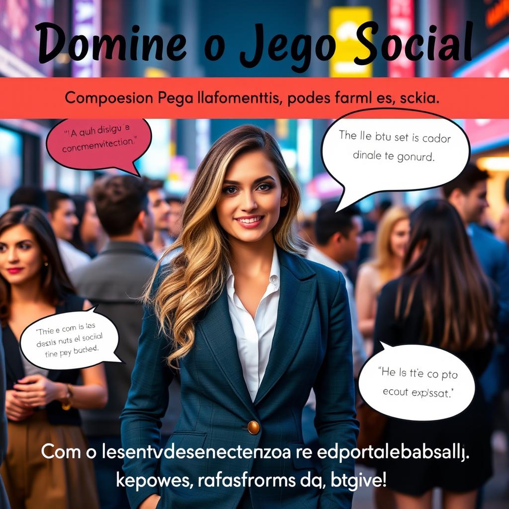 An empowering image themed 'Domine o Jogo Social: Como o Desenvolvimento Pessoal e Comportamental Pode Transformar Sua Vida