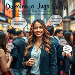 An empowering image themed 'Domine o Jogo Social: Como o Desenvolvimento Pessoal e Comportamental Pode Transformar Sua Vida