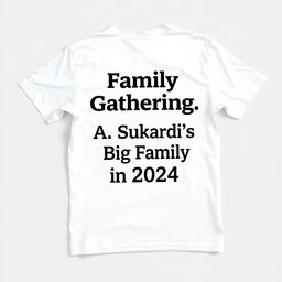 A simple, clean white t-shirt featuring the text 'Family Gathering, A