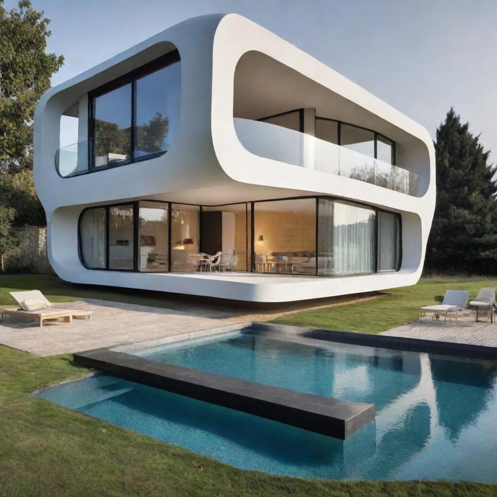 Futuristic houses 200 years from now, showcasing advanced technology and innovative architecture