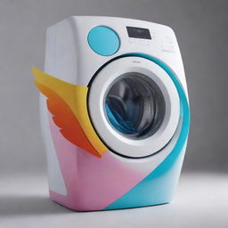 A washing machine designed in the form of a bird - elegant, colorful and mechanical.