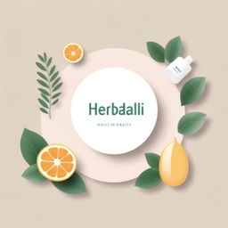 Create a beautiful, aesthetic banner for 'Herbali Health+ Beauty', incorporating elements of nature, wellness, and beauty products. Use soft, harmonious colors and elegant typography.