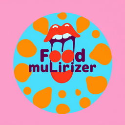 A vibrant, round logo for a food multiplier company featuring a lively orange and blue color scheme
