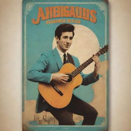 Create a vintage, 60's inspired book cover for a story about an Argentinian guitarist. The design should include a retro-looking guitar, elements of Argentinian culture, and a nostalgic color palette.