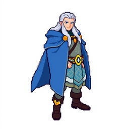 A pixel art sprite design for a Pokémon trainer based on the Norse god Njord, suitable for Pokémon Essentials graphics, specifically in the style of Generation IV