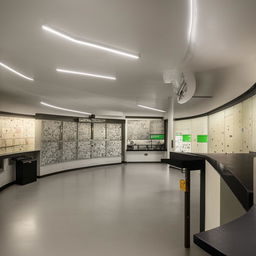 A unique penitentiary information office situated in a penthouse, complete with high security measures, panoramic view of the prison facility and staffed by highly trained personnel.