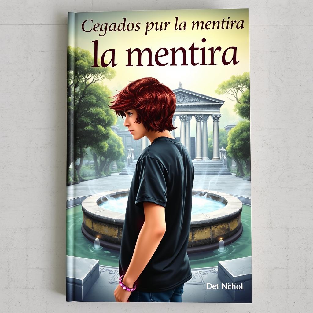 A book cover featuring a 20-year-old teenager with slightly long hair that has reddish tips