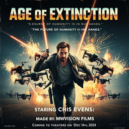 A captivating vintage movie poster for 'Age of Extinction,' designed in a classic 1960s style