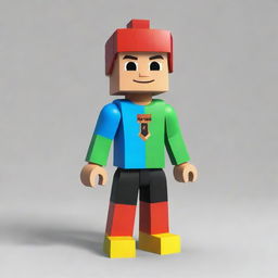 An image of a boy designed in the distinctive style of Roblox characters, with blocky, simplified features and bright, cheerful colors.,