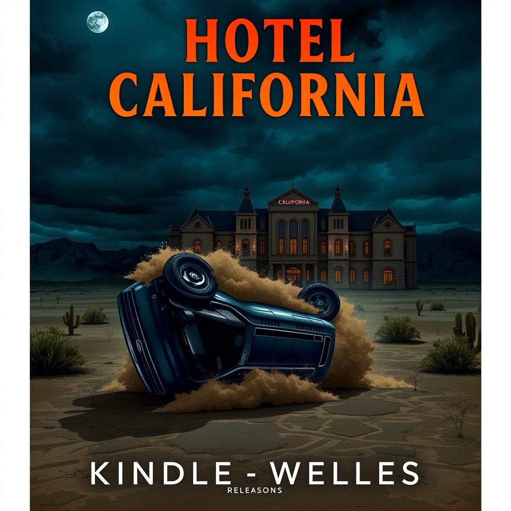 A dark and moody book cover for a Kindle release, illustrating a nighttime desert landscape