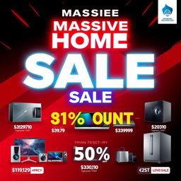 A visually striking flyer for a massive home appliances sale