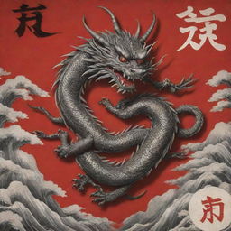 A striking image of a traditional Japanese dragon, with the Kanji character for 'dragon' (竜) incorporated into the scene