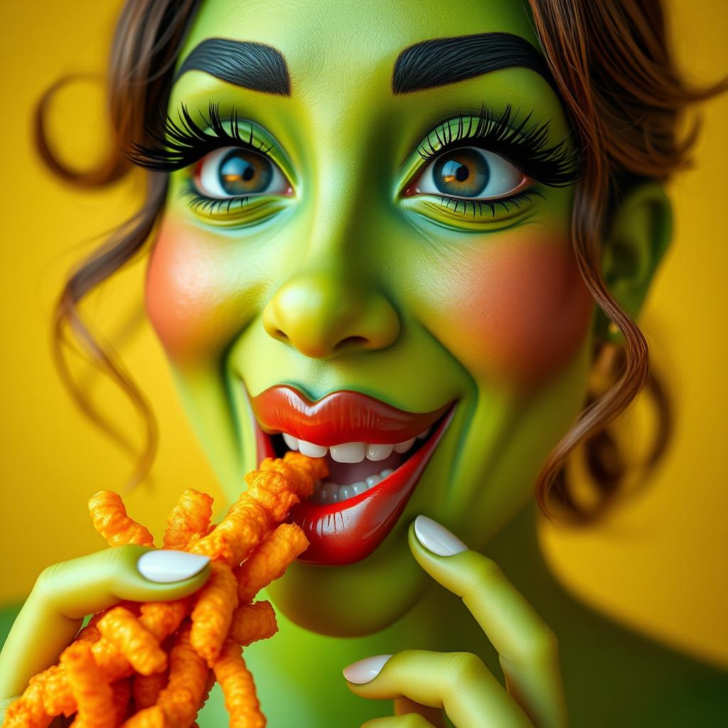 A lively and engaging image of a feminine avocado featuring big luscious lips and long elegant eyelashes