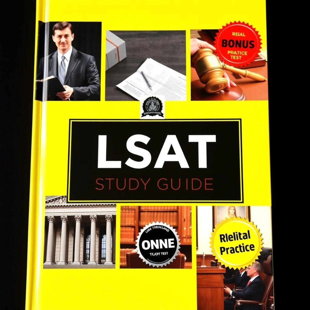 A simple and sophisticated collage cover for an LSAT Study Guide