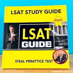 A simple and sophisticated collage cover for an LSAT Study Guide