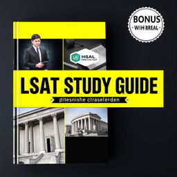 A simple and sophisticated collage cover for an LSAT Study Guide