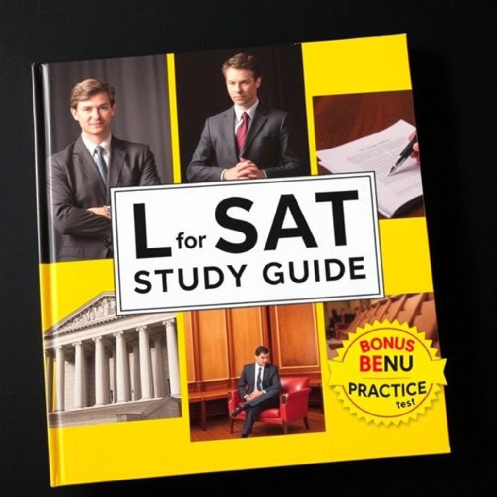 A simple and sophisticated collage cover for an LSAT Study Guide