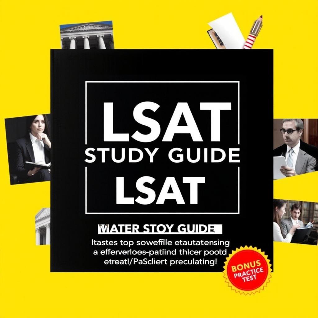 A simple and sophisticated collage cover for an LSAT Study Guide