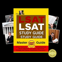 A simple and sophisticated collage cover for an LSAT Study Guide