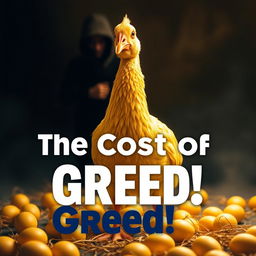 A thought-provoking YouTube thumbnail centered around the theme of 'Egoism and Its Consequences' inspired by 'The Golden Goose' fable