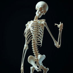 A hauntingly beautiful depiction of a woman who weighs approximately 60 lbs, portrayed purely as a skeleton without any flesh