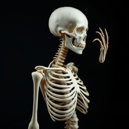 A hauntingly beautiful depiction of a woman who weighs approximately 60 lbs, portrayed purely as a skeleton without any flesh