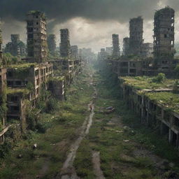 A scene depicting the end of human civilization, with abandoned cities gradually being reclaimed by nature.