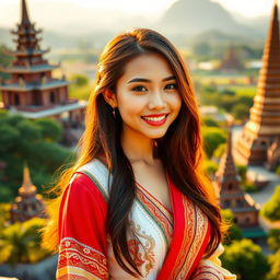 A 25-year-old beautiful woman from Myanmar, featuring her enchanting face and elegant curves