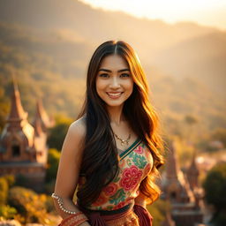 A 25-year-old beautiful woman from Myanmar, featuring her enchanting face and elegant curves