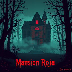 A pixel art style design for a video game menu titled 'Mansion Roja'