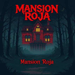 A pixel art style design for a video game menu titled 'Mansion Roja'