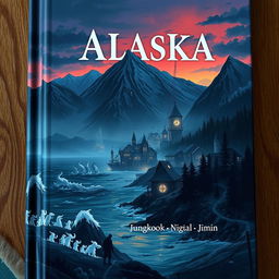 A book cover illustrating a fictional coastal city in Alaska, featuring a dark, moody atmosphere filled with supernatural creatures and elements of magic