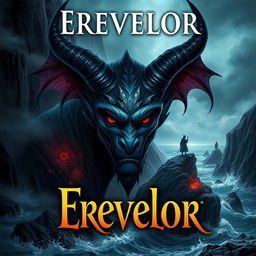 A book cover featuring a fictional coastal city named Erevelor in Alaska, characterized by a dark, demonic atmosphere filled with supernatural beings and elements of magic