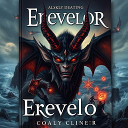 A book cover featuring a fictional coastal city named Erevelor in Alaska, characterized by a dark, demonic atmosphere filled with supernatural beings and elements of magic