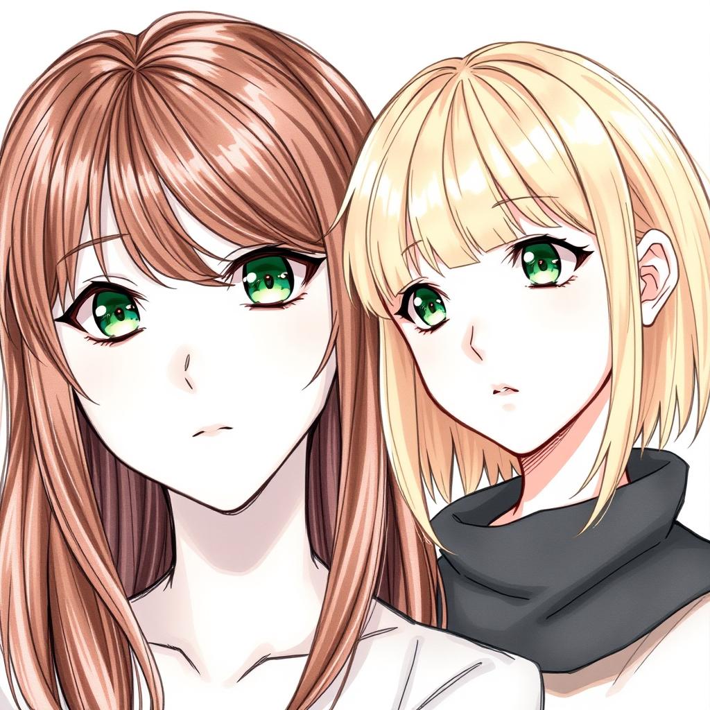 A detailed drawing featuring two characters who are the same person at different stages in life