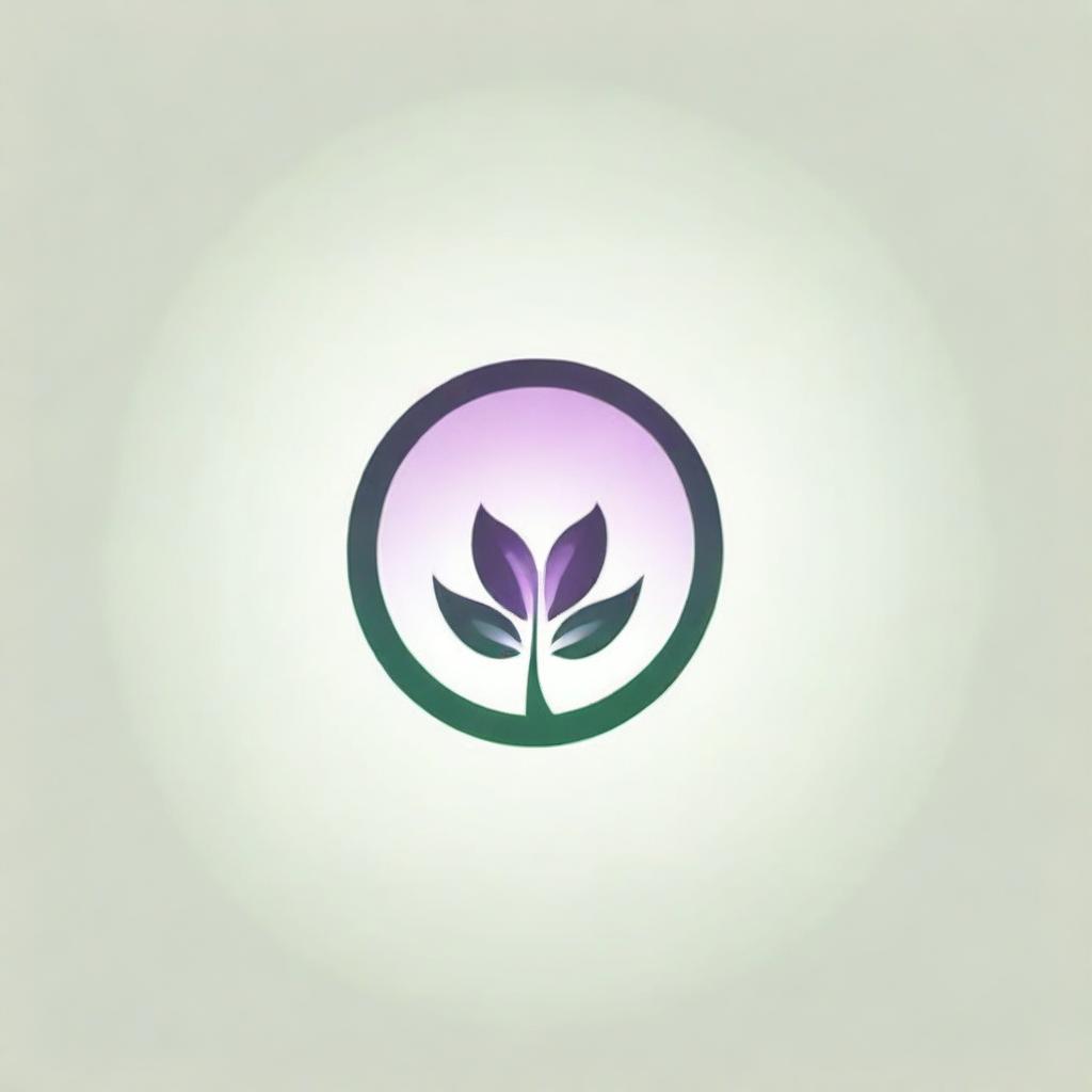 Create a logo with a harmonious blend of green and purple colors, encapsulating both modern and classic elements in its design.