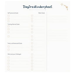 A simple yet effective self-development checklist and worksheet format that encompasses sections for setting personal goals, tracking achievements, and reflecting on progress