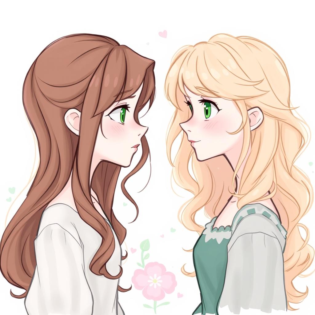 A drawing of two characters who are the same person at different points in life, staring at one another