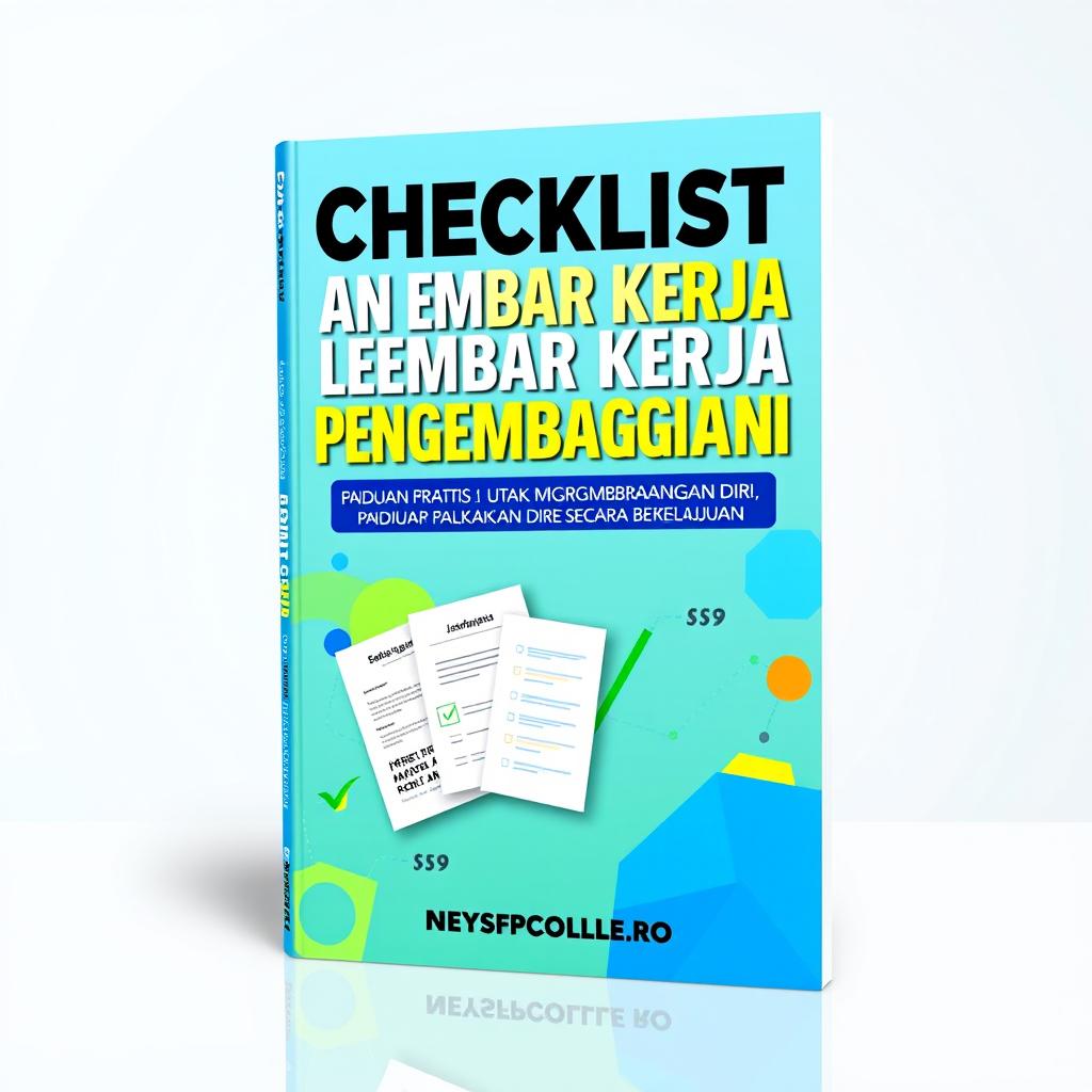 An eye-catching eBook cover featuring the title 'Checklist dan Lembar Kerja Pengembangan Diri: Panduan Praktis untuk Mengembangkan Diri Secara Berkelanjutan'