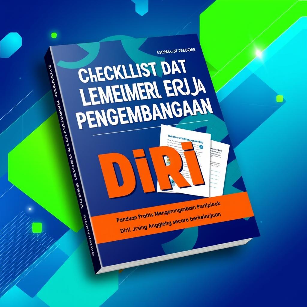 An eye-catching eBook cover featuring the title 'Checklist dan Lembar Kerja Pengembangan Diri: Panduan Praktis untuk Mengembangkan Diri Secara Berkelanjutan'