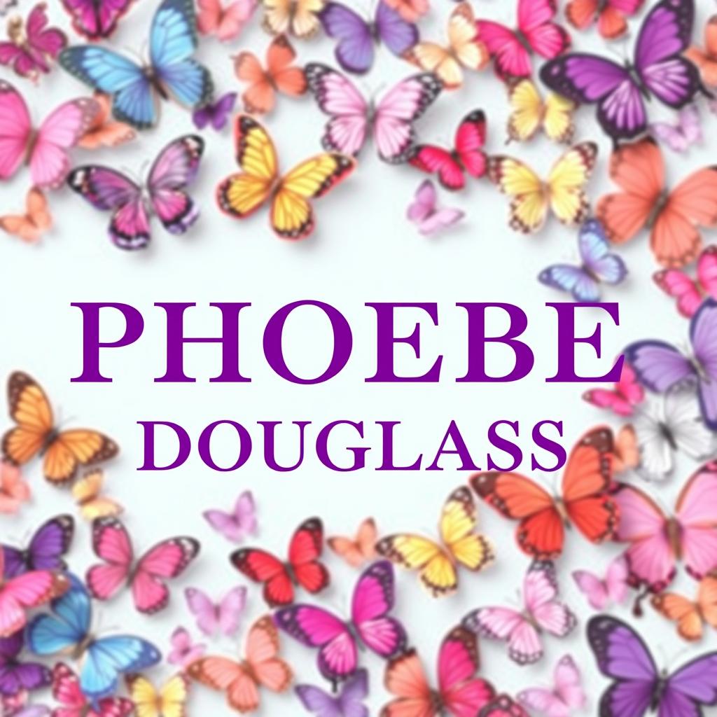 A vibrant logo design featuring the text 'PHOEBE DOUGLASS' in an elegant purple font