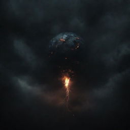 An abstract interpretation of the most dangerous threat to humanity, shown dramatically with a dark, ominous atmosphere.