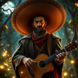 A hyper-realistic depiction of El Sombreron, the legendary figure from Latin American folklore, rendered in stunning detail