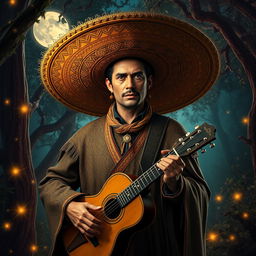 A hyper-realistic depiction of El Sombreron, the legendary figure from Latin American folklore, rendered in stunning detail