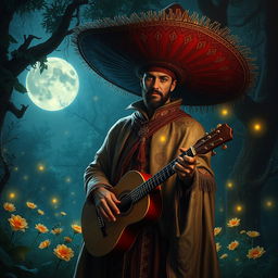 A hyper-realistic portrayal of El Sombreron, the captivating character from Latin American mythology