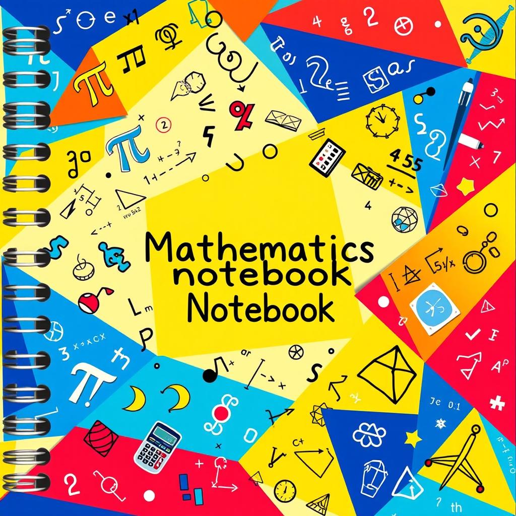 A vibrant and creative notebook cover design for a mathematics notebook