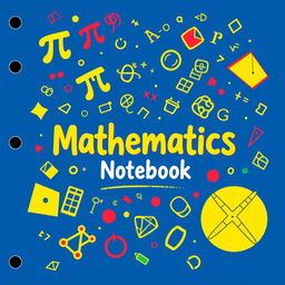 A vibrant and creative notebook cover design for a mathematics notebook